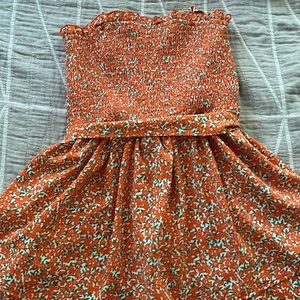 Orange and flower romper dress